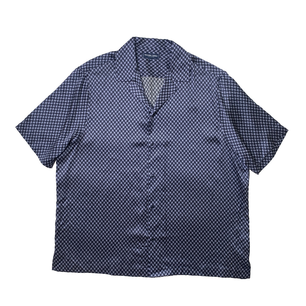 Frescobal Carioca Shirt Mens XXL Navy Roberto Silk Printed Satin Camp Side Vent